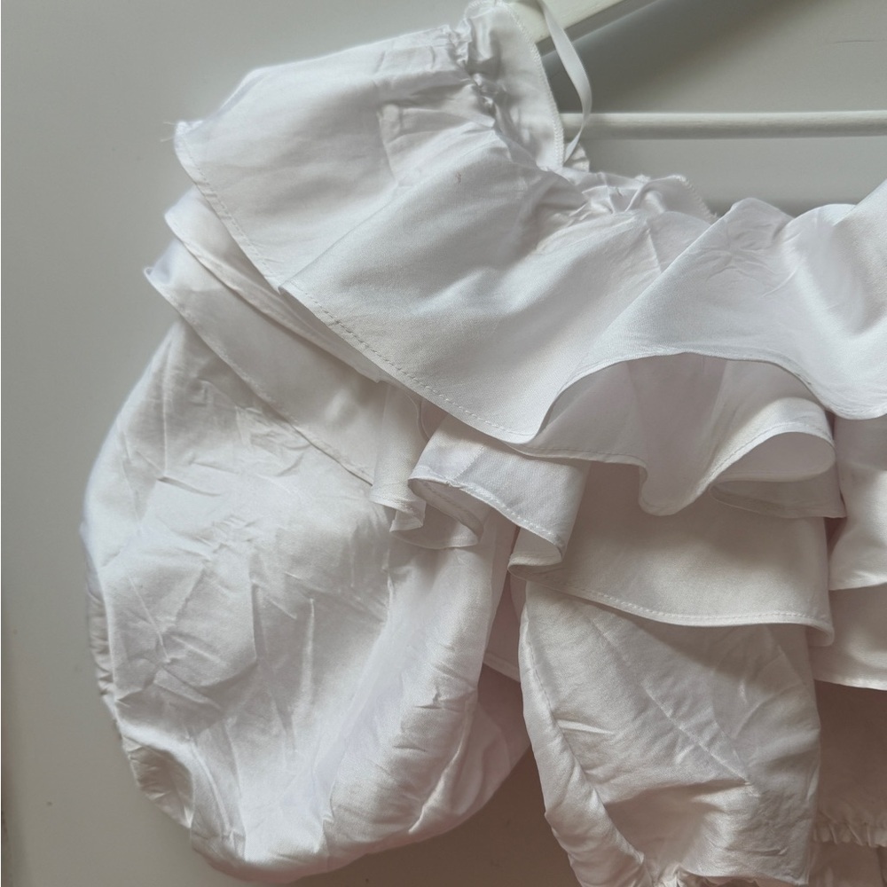 Vero Moda ASOS White Ruffle Crop Top Avant Garde Puff Sleeve XL - Picture 8 of 8
